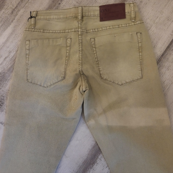 One Teaspoon Freebird Low Rise Distressed Beige Cropped Jeans - Picture 7 of 7